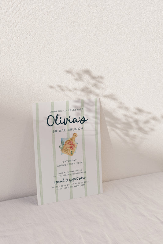 Olivia's Bridal Brunch Pattern Green Invitation Template